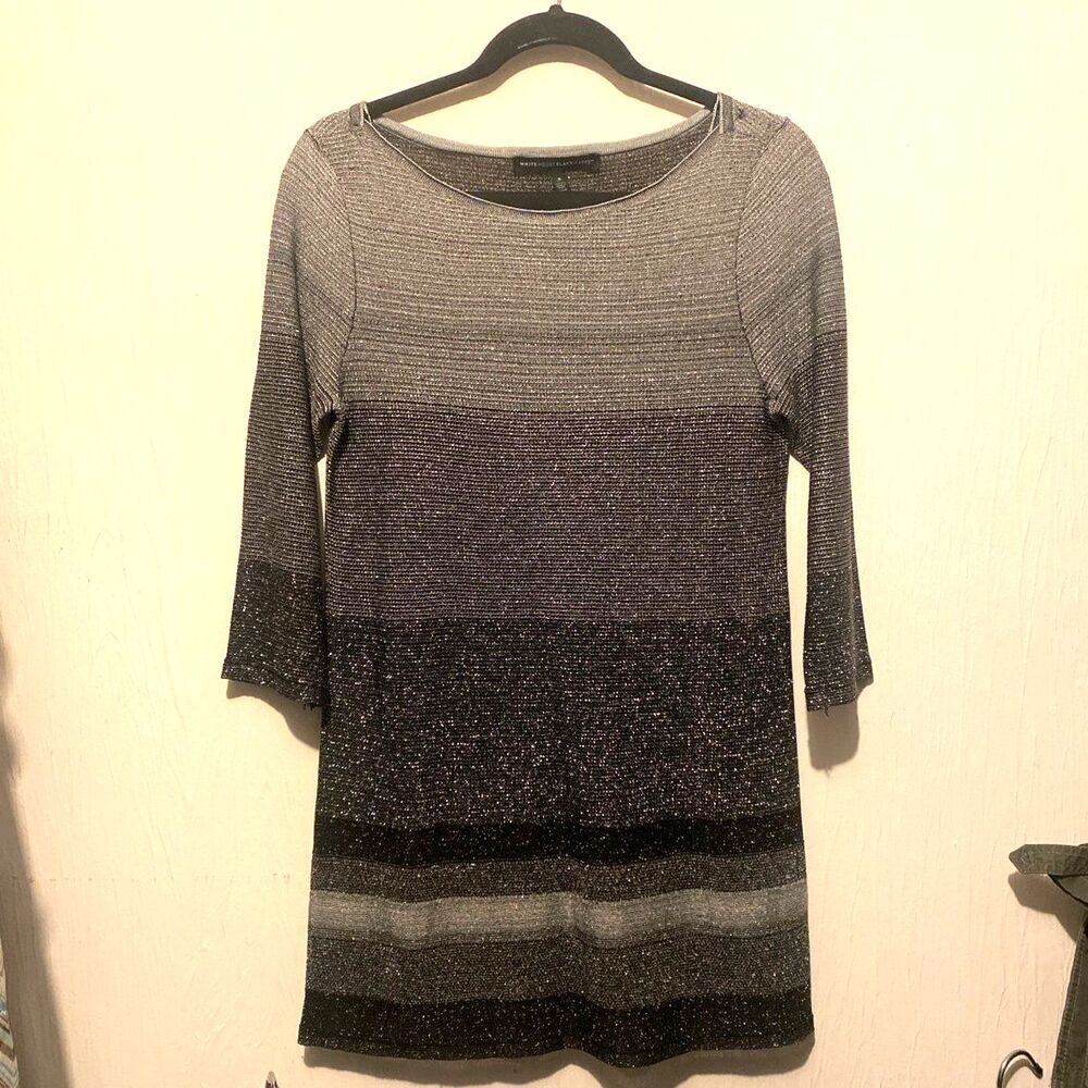 White House Black Market Metallic Ombre Shimmer Sweater Tunic Boat Neck Small